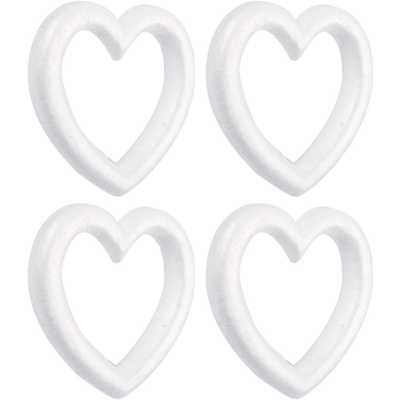 White Foam Heart Wreath Forms for Crafts, DIY Hearts for Wedding,  Valentine's Decorations (10 In, 4 Pack)